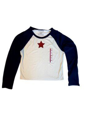 Modernlux Raglan Tee XXL White/Navy Star Print Crew neckline  Cotton/Polyester